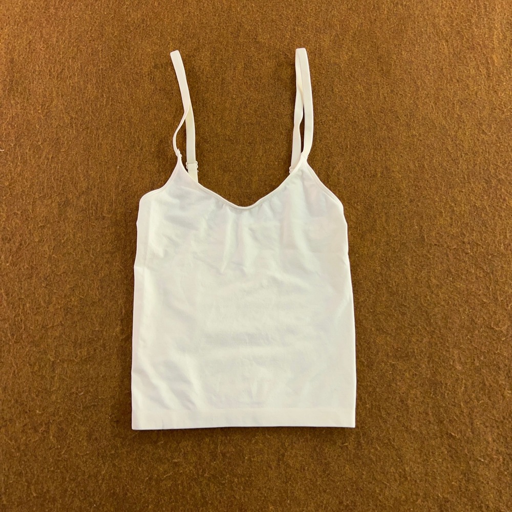 Syrn Womens XXS White Seamless Adjustable Strap Camisole Tank Top New *Flaw